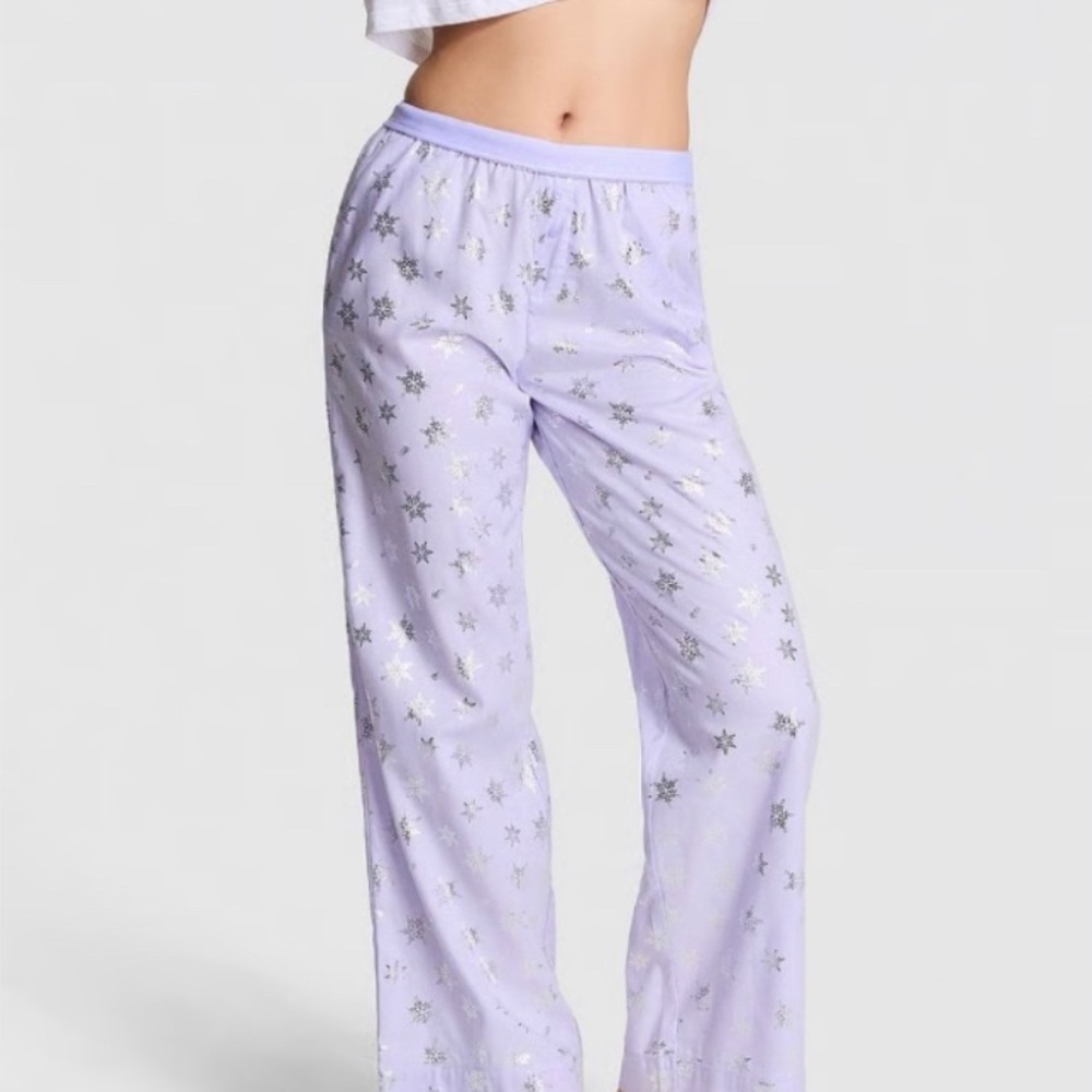 PINK Victoria's Secret Lavender Metallic Star Pajama Pants XS